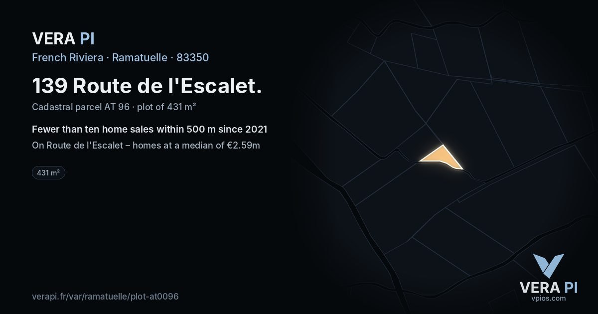 139 Route de l'Escalet, Ramatuelle at night – the plot lit, the parcels around coloured by the prices near them