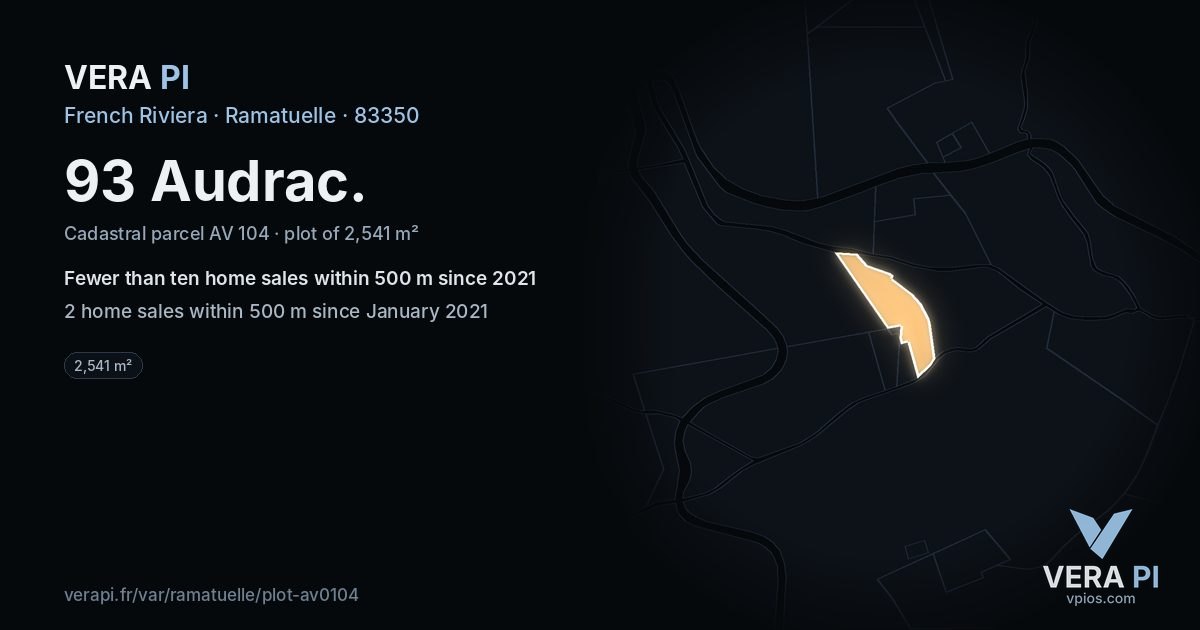 93 Audrac, Ramatuelle at night – the plot lit, the parcels around coloured by the prices near them