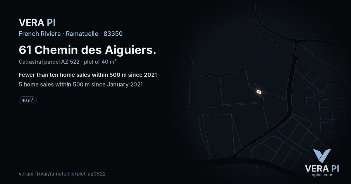 61 Chemin des Aiguiers, Ramatuelle at night – the plot lit, the parcels around coloured by the prices near them