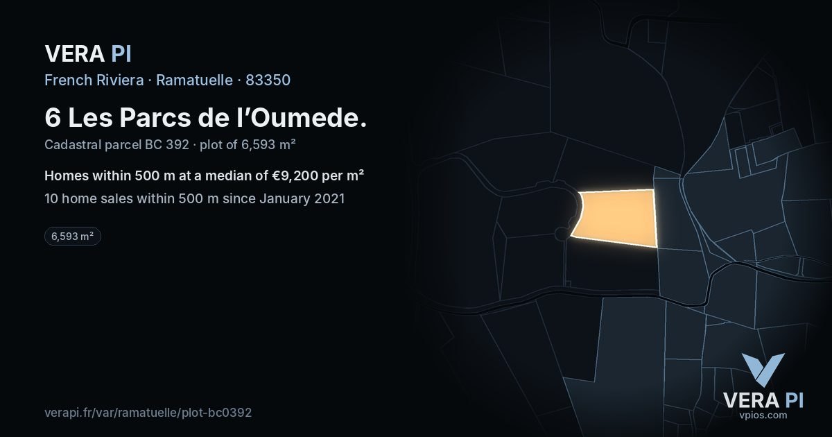 6 Les Parcs de l’Oumede, Ramatuelle at night – the plot lit, the parcels around coloured by the prices near them