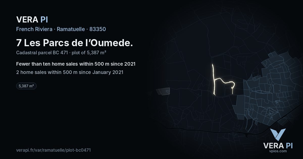 7 Les Parcs de l’Oumede, Ramatuelle at night – the plot lit, the parcels around coloured by the prices near them