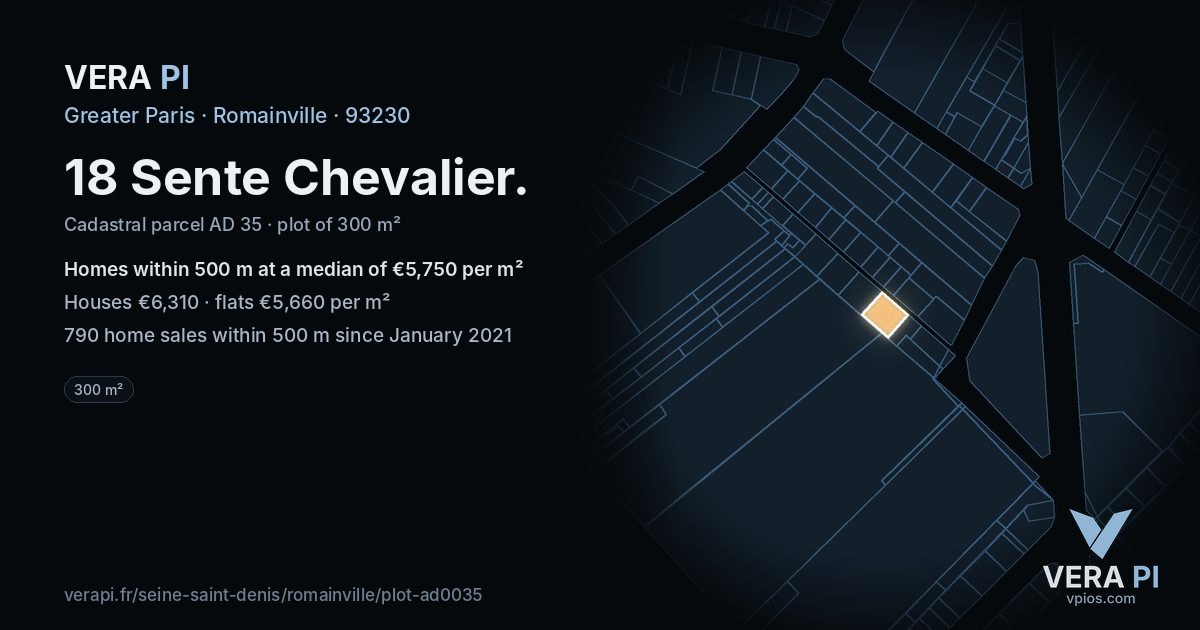 18 Sente Chevalier, Romainville at night – the plot lit, the parcels around coloured by the prices near them