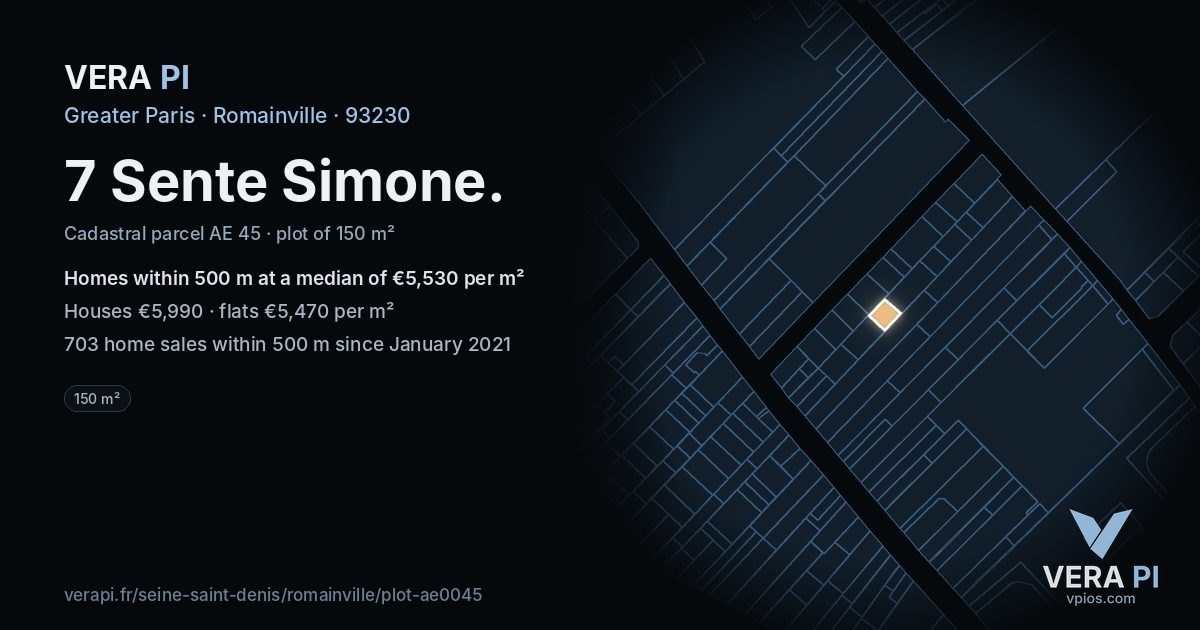 7 Sente Simone, Romainville at night – the plot lit, the parcels around coloured by the prices near them