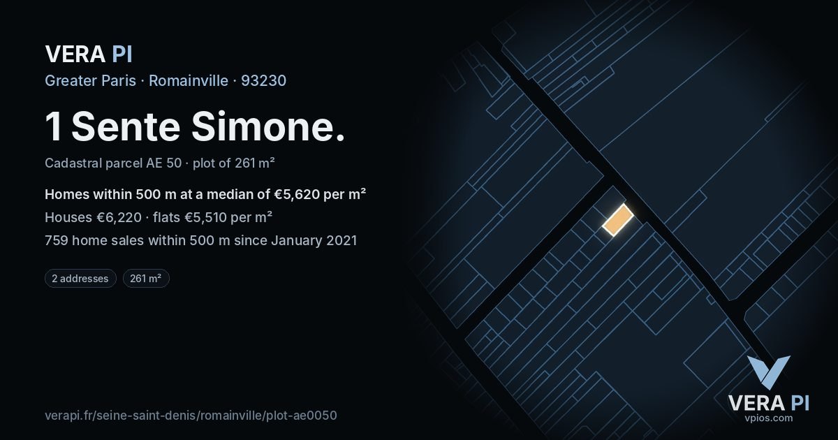 1 Sente Simone, Romainville at night – the plot lit, the parcels around coloured by the prices near them