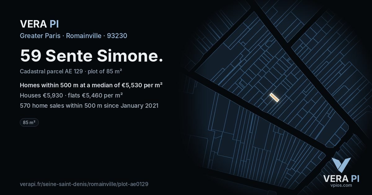 59 Sente Simone, Romainville at night – the plot lit, the parcels around coloured by the prices near them