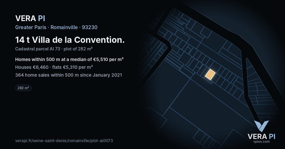 14 t Villa de la Convention, Romainville at night – the plot lit, the parcels around coloured by the prices near them