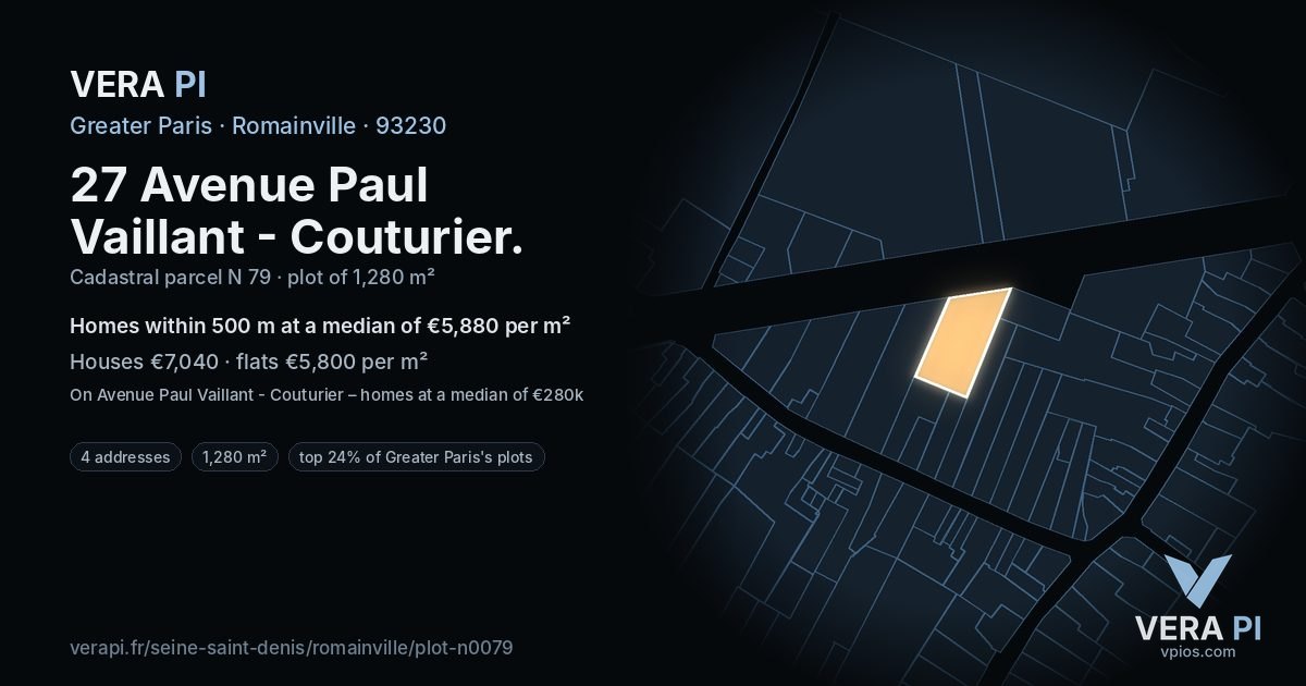 27 Avenue Paul Vaillant - Couturier, Romainville at night – the plot lit, the parcels around coloured by the prices near them