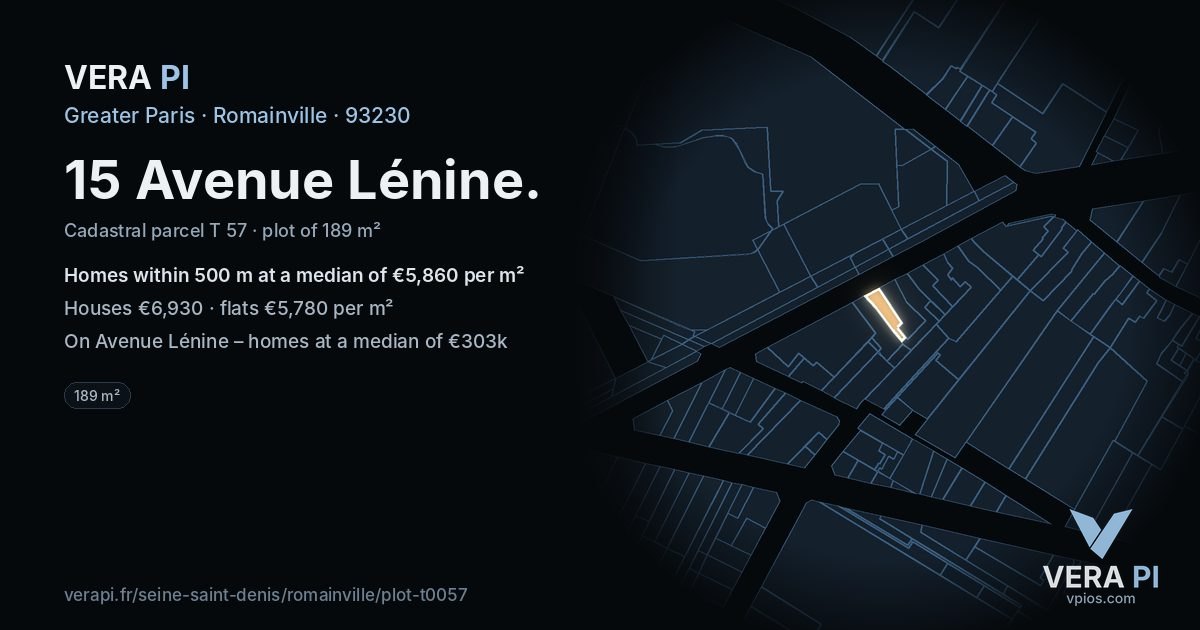 15 Avenue Lénine, Romainville at night – the plot lit, the parcels around coloured by the prices near them