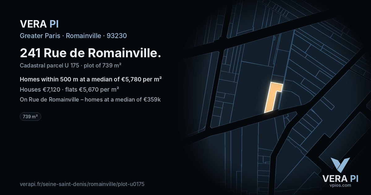 241 Rue de Romainville, Romainville at night – the plot lit, the parcels around coloured by the prices near them