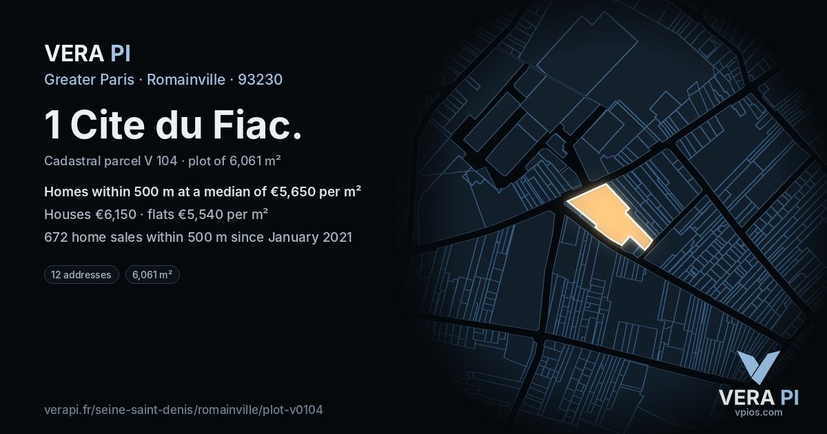 1 Cite du Fiac, Romainville at night – the plot lit, the parcels around coloured by the prices near them