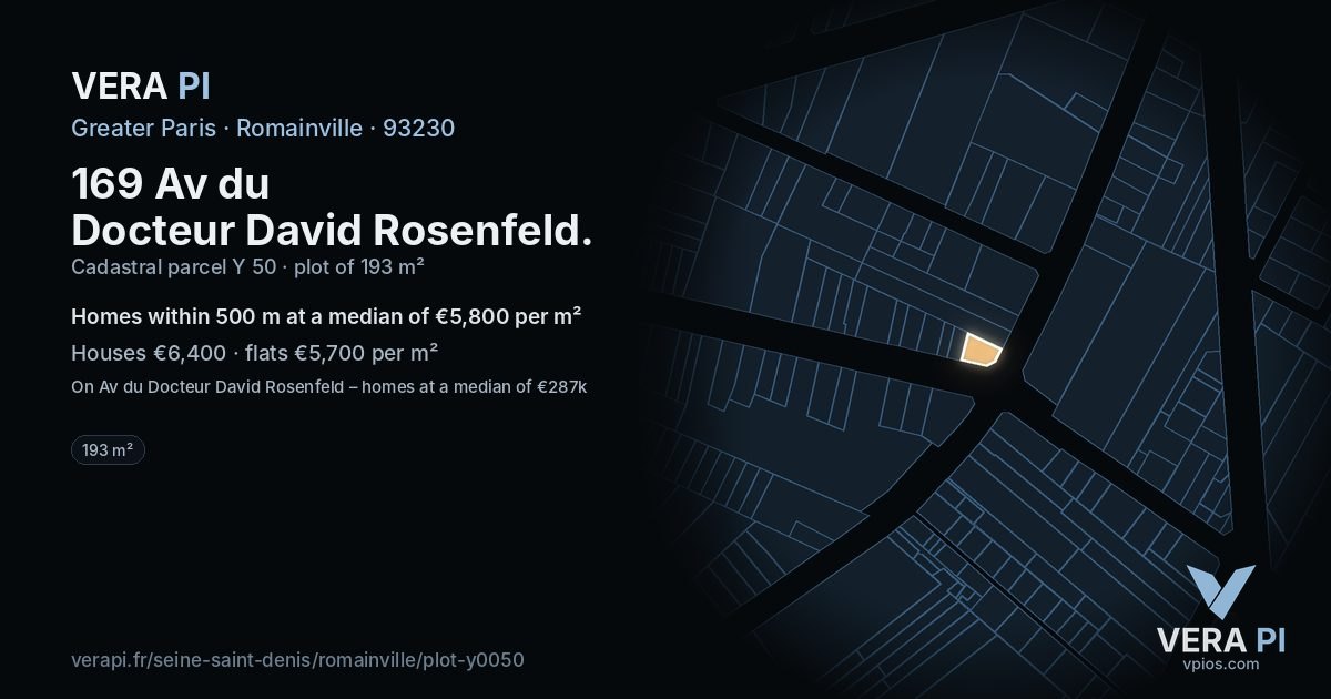 169 Av du Docteur David Rosenfeld, Romainville at night – the plot lit, the parcels around coloured by the prices near them