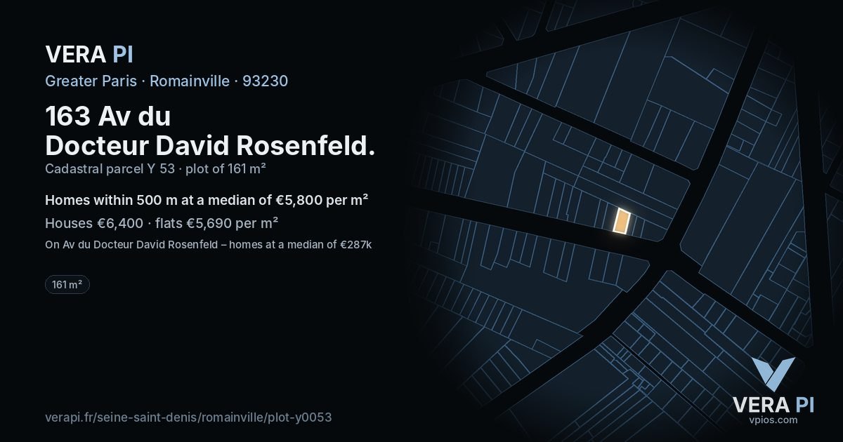 163 Av du Docteur David Rosenfeld, Romainville at night – the plot lit, the parcels around coloured by the prices near them