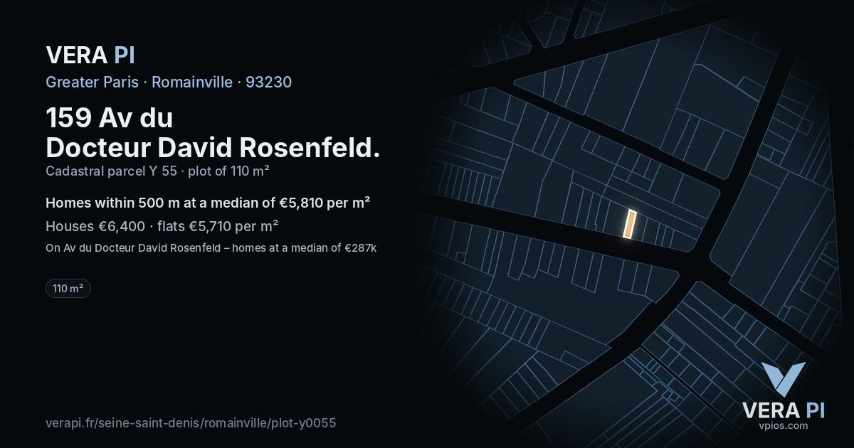 159 Av du Docteur David Rosenfeld, Romainville at night – the plot lit, the parcels around coloured by the prices near them