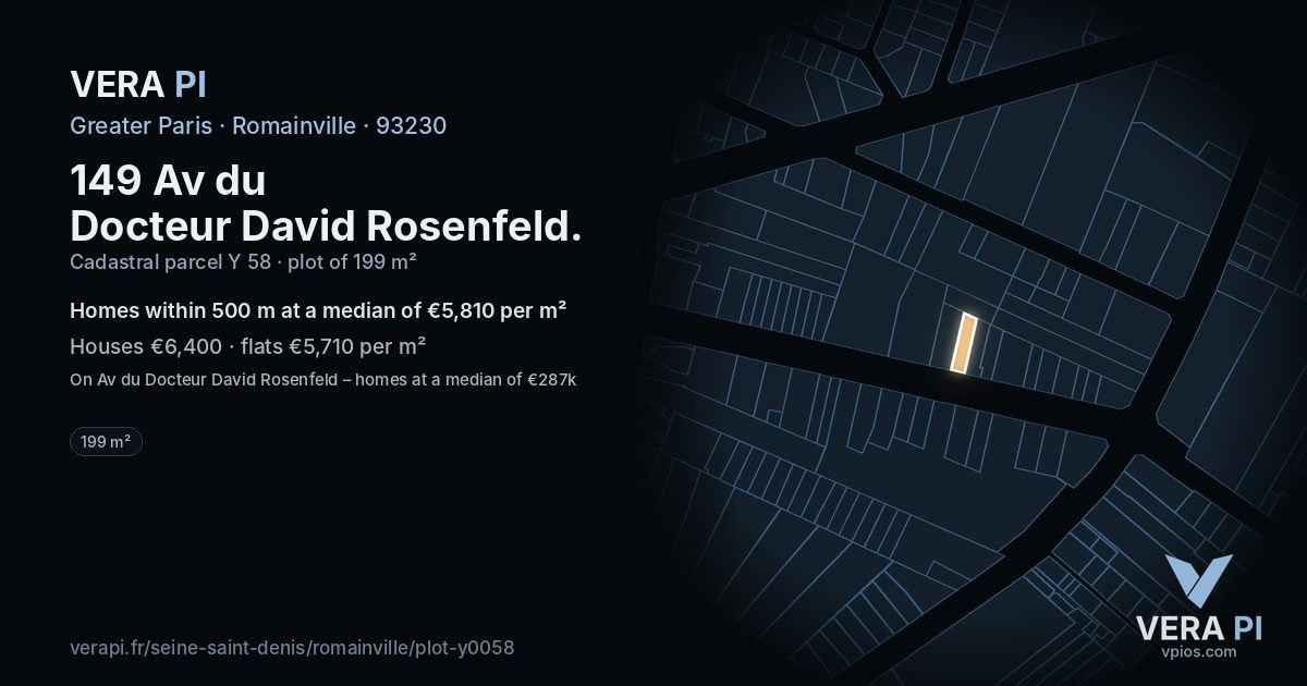 149 Av du Docteur David Rosenfeld, Romainville at night – the plot lit, the parcels around coloured by the prices near them