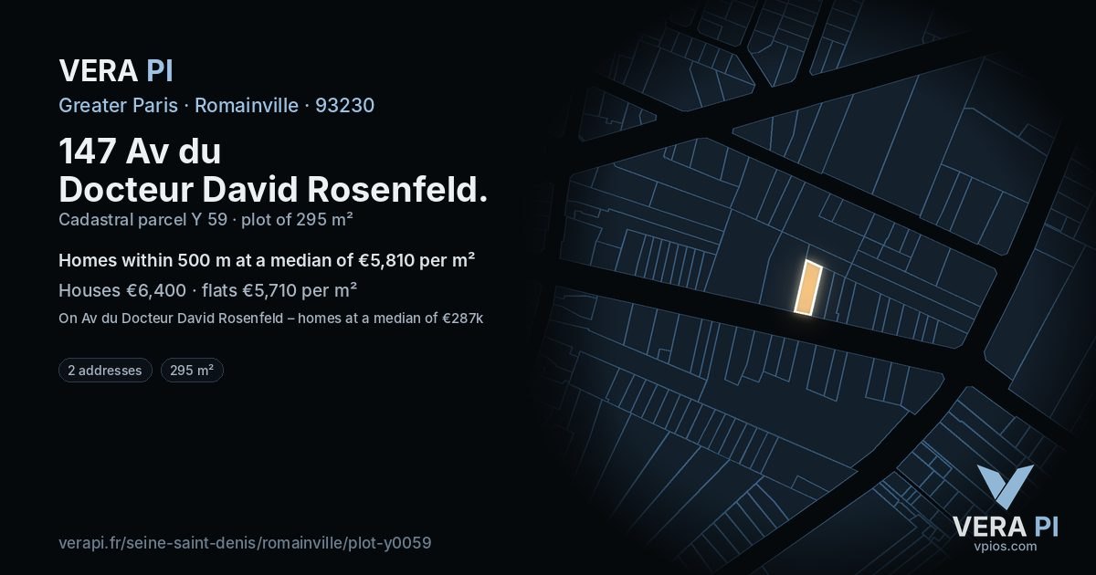 147 Av du Docteur David Rosenfeld, Romainville at night – the plot lit, the parcels around coloured by the prices near them
