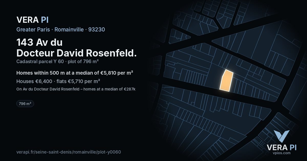 143 Av du Docteur David Rosenfeld, Romainville at night – the plot lit, the parcels around coloured by the prices near them