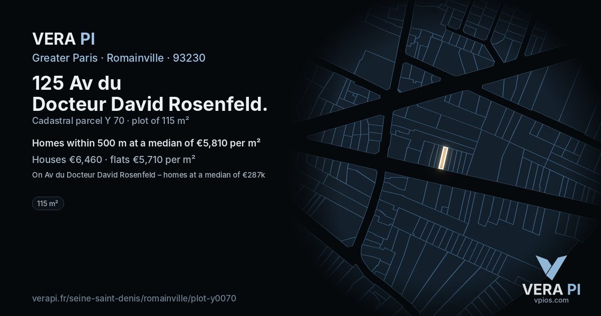 125 Av du Docteur David Rosenfeld, Romainville at night – the plot lit, the parcels around coloured by the prices near them