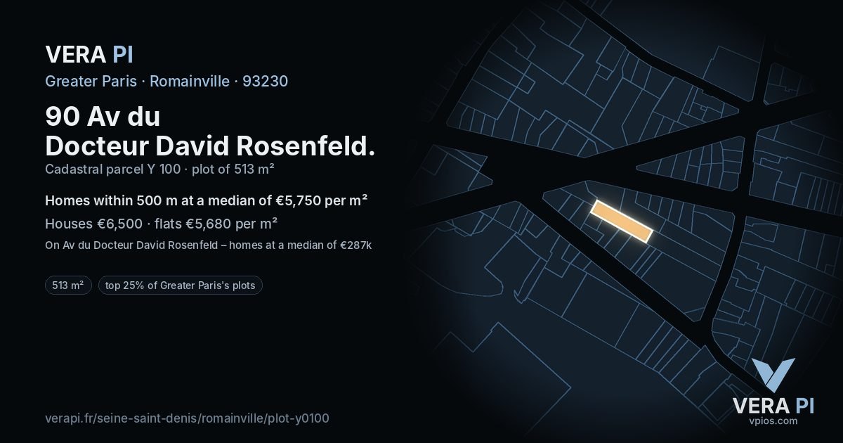 90 Av du Docteur David Rosenfeld, Romainville at night – the plot lit, the parcels around coloured by the prices near them