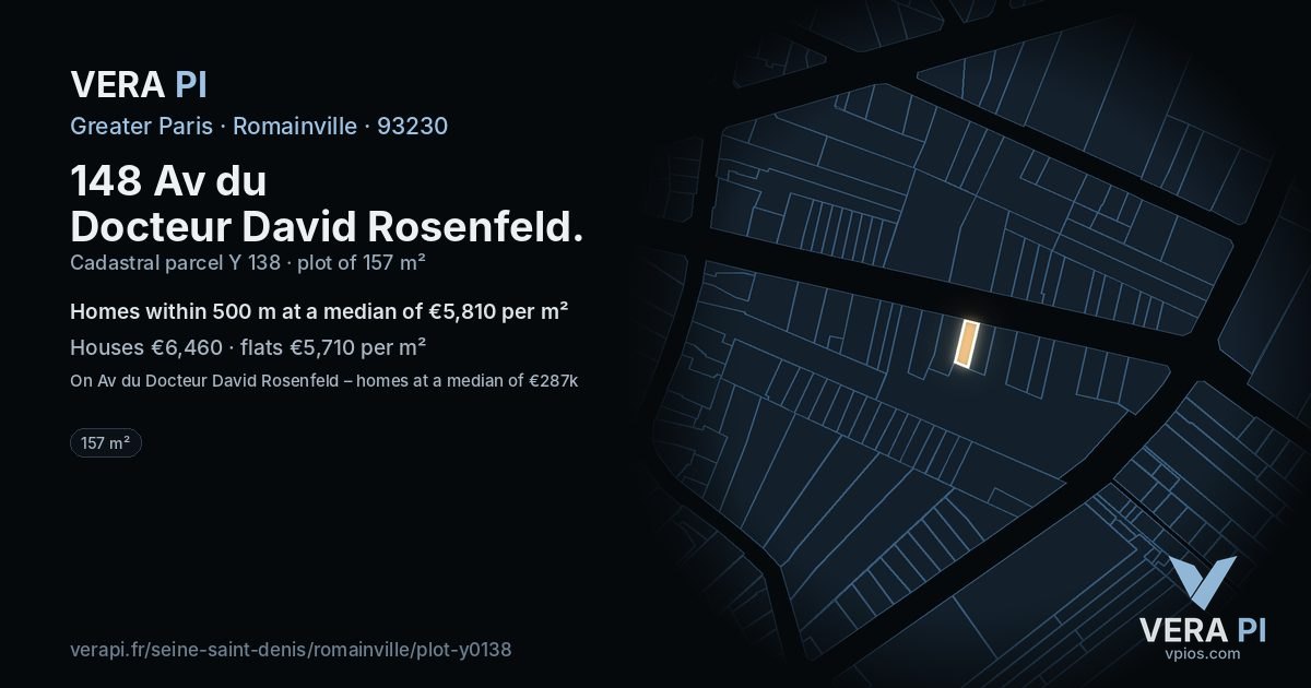 148 Av du Docteur David Rosenfeld, Romainville at night – the plot lit, the parcels around coloured by the prices near them