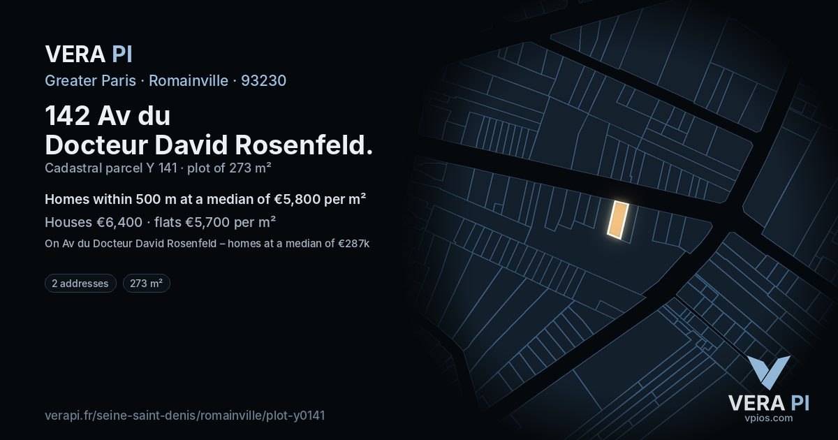 142 Av du Docteur David Rosenfeld, Romainville at night – the plot lit, the parcels around coloured by the prices near them