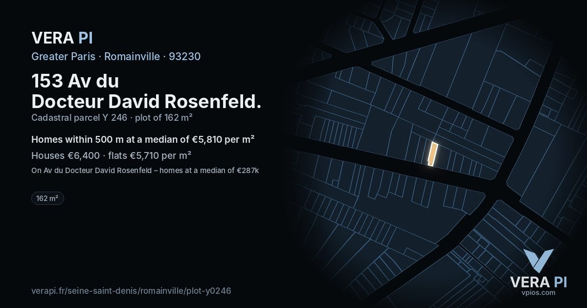 153 Av du Docteur David Rosenfeld, Romainville at night – the plot lit, the parcels around coloured by the prices near them