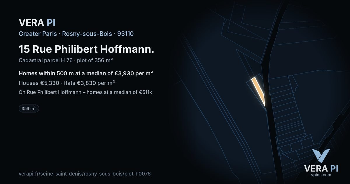 15 Rue Philibert Hoffmann, Rosny-sous-Bois at night – the plot lit, the parcels around coloured by the prices near them