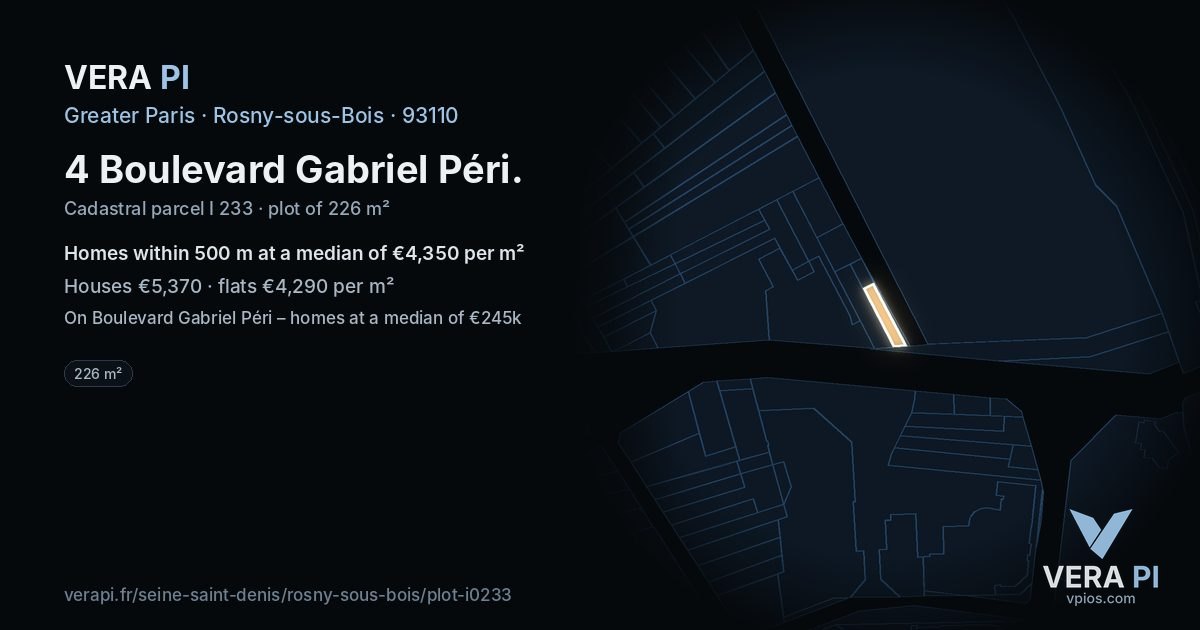 4 Boulevard Gabriel Péri, Rosny-sous-Bois at night – the plot lit, the parcels around coloured by the prices near them