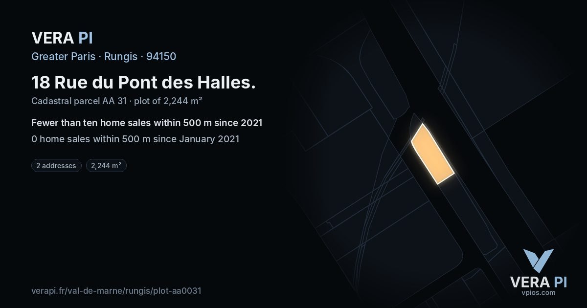 18 Rue du Pont des Halles, Rungis at night – the plot lit, the parcels around coloured by the prices near them