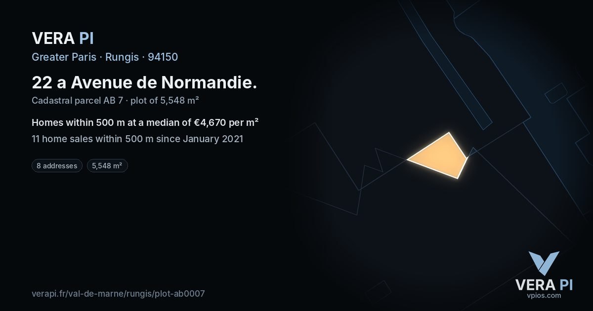 22 a Avenue de Normandie, Rungis at night – the plot lit, the parcels around coloured by the prices near them