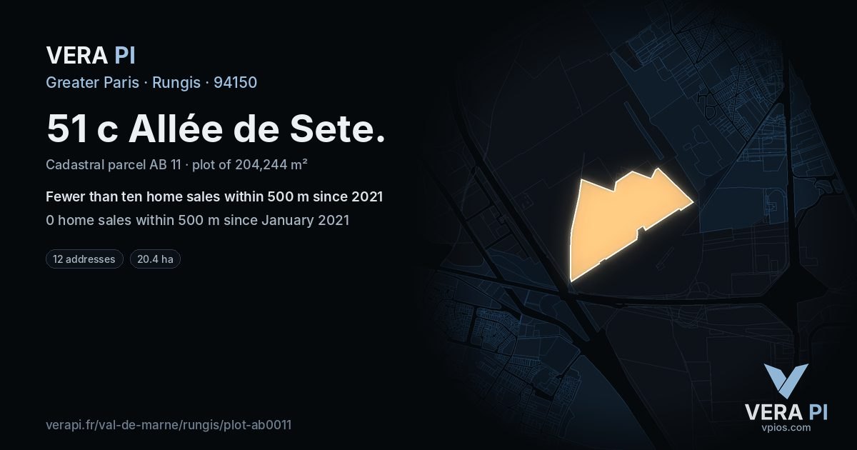51 c Allée de Sete, Rungis at night – the plot lit, the parcels around coloured by the prices near them