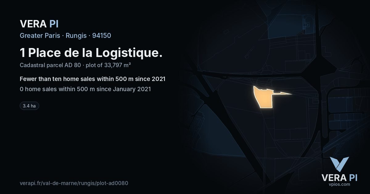 1 Place de la Logistique, Rungis at night – the plot lit, the parcels around coloured by the prices near them