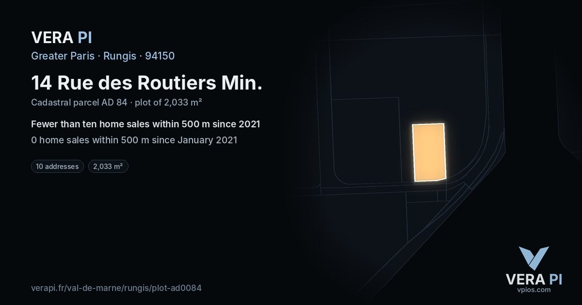 14 Rue des Routiers Min, Rungis at night – the plot lit, the parcels around coloured by the prices near them