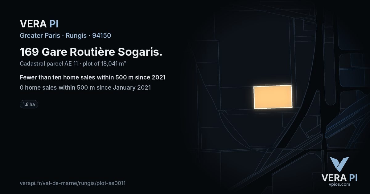 169 Gare Routière Sogaris, Rungis at night – the plot lit, the parcels around coloured by the prices near them