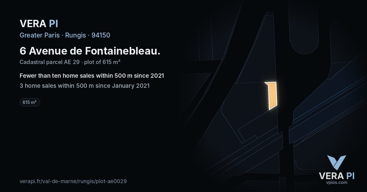 6 Avenue de Fontainebleau, Rungis at night – the plot lit, the parcels around coloured by the prices near them