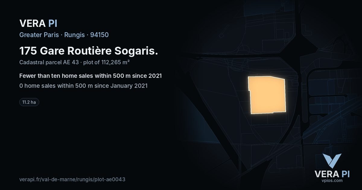 175 Gare Routière Sogaris, Rungis at night – the plot lit, the parcels around coloured by the prices near them