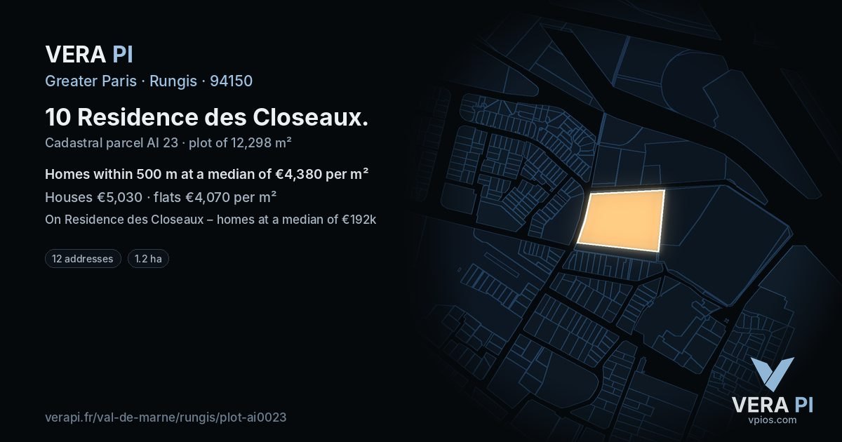 10 Residence des Closeaux, Rungis at night – the plot lit, the parcels around coloured by the prices near them