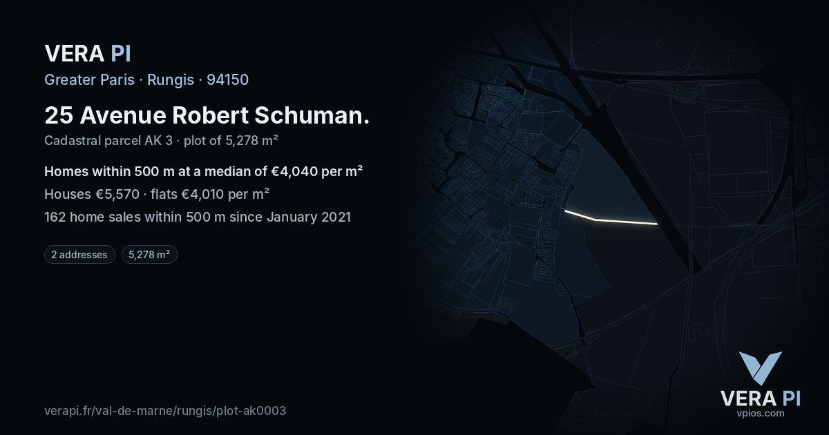 25 Avenue Robert Schuman, Rungis at night – the plot lit, the parcels around coloured by the prices near them