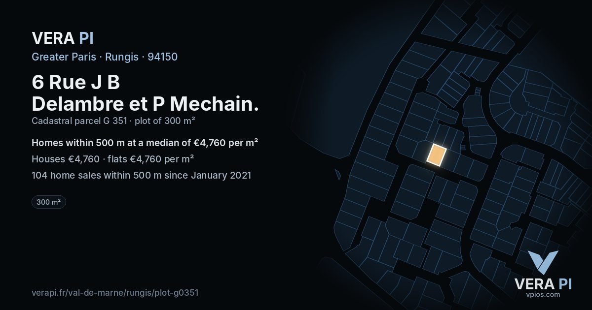 6 Rue J B Delambre et P Mechain, Rungis at night – the plot lit, the parcels around coloured by the prices near them