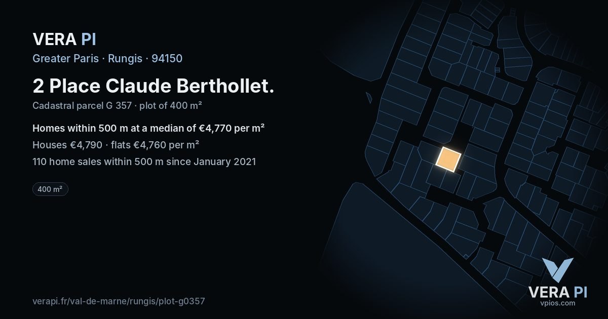 2 Place Claude Berthollet, Rungis at night – the plot lit, the parcels around coloured by the prices near them