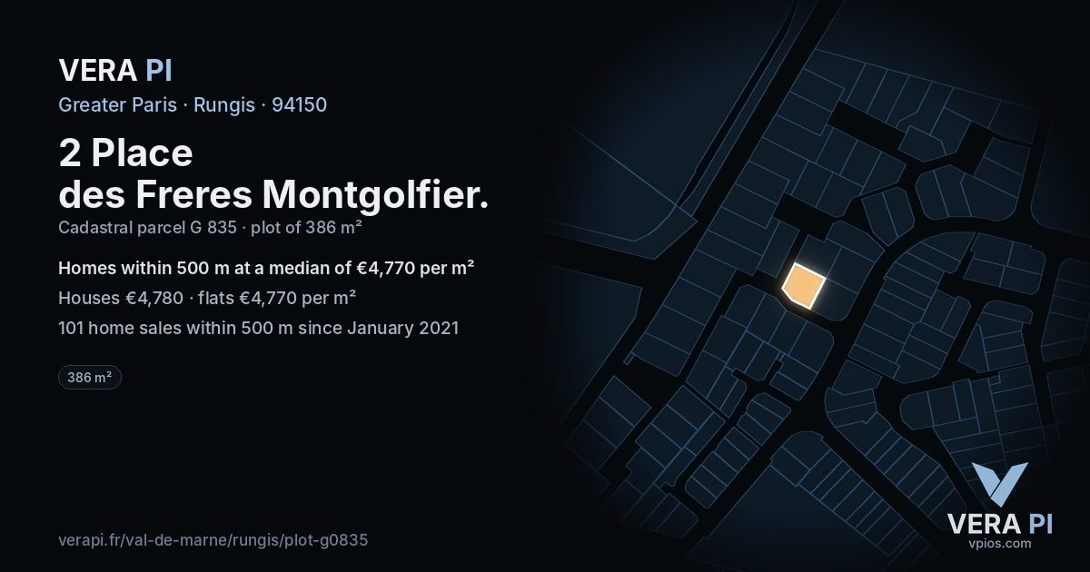 2 Place des Freres Montgolfier, Rungis at night – the plot lit, the parcels around coloured by the prices near them