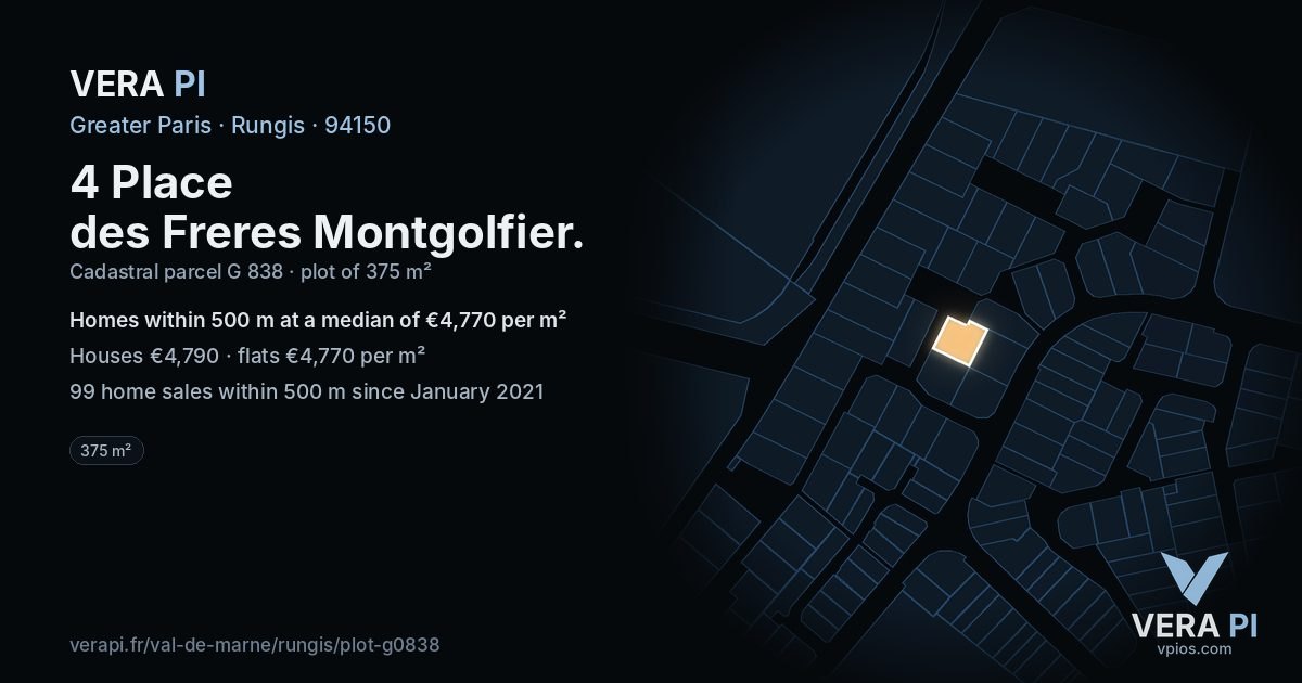 4 Place des Freres Montgolfier, Rungis at night – the plot lit, the parcels around coloured by the prices near them