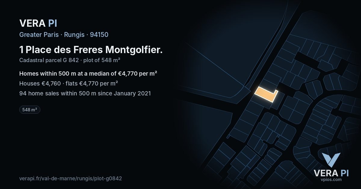 1 Place des Freres Montgolfier, Rungis at night – the plot lit, the parcels around coloured by the prices near them