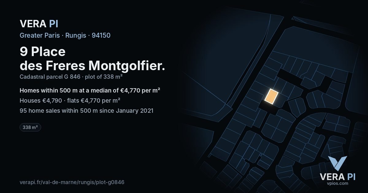 9 Place des Freres Montgolfier, Rungis at night – the plot lit, the parcels around coloured by the prices near them