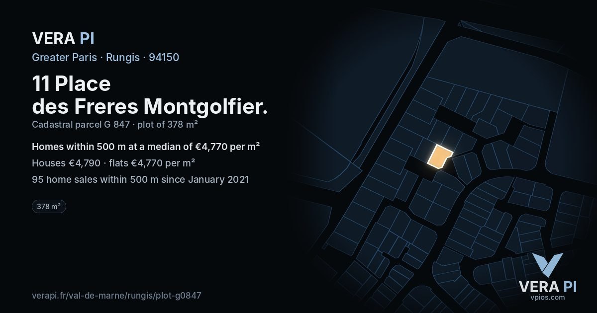 11 Place des Freres Montgolfier, Rungis at night – the plot lit, the parcels around coloured by the prices near them