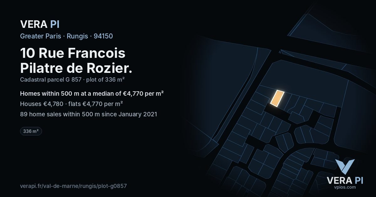 10 Rue Francois Pilatre de Rozier, Rungis at night – the plot lit, the parcels around coloured by the prices near them