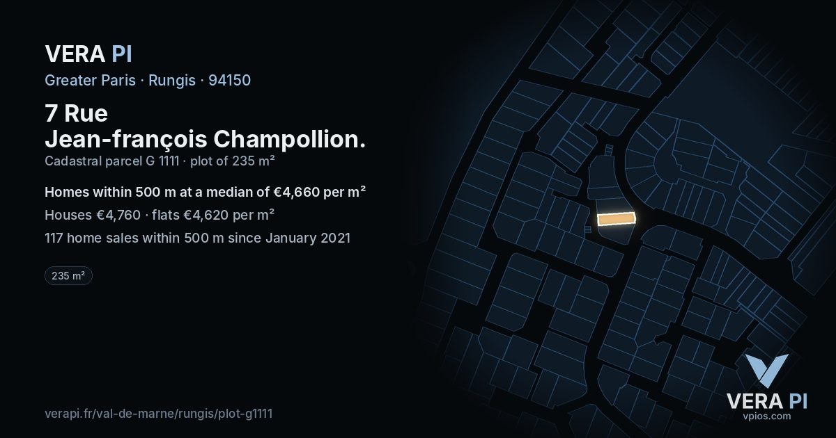 7 Rue Jean-françois Champollion, Rungis at night – the plot lit, the parcels around coloured by the prices near them