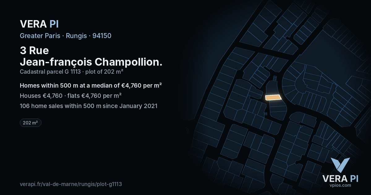 3 Rue Jean-françois Champollion, Rungis at night – the plot lit, the parcels around coloured by the prices near them