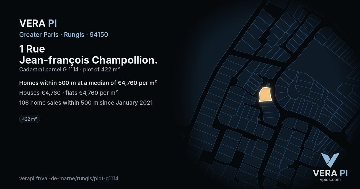 1 Rue Jean-françois Champollion, Rungis at night – the plot lit, the parcels around coloured by the prices near them