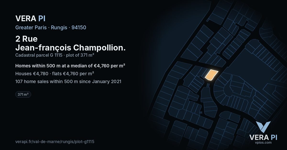 2 Rue Jean-françois Champollion, Rungis at night – the plot lit, the parcels around coloured by the prices near them