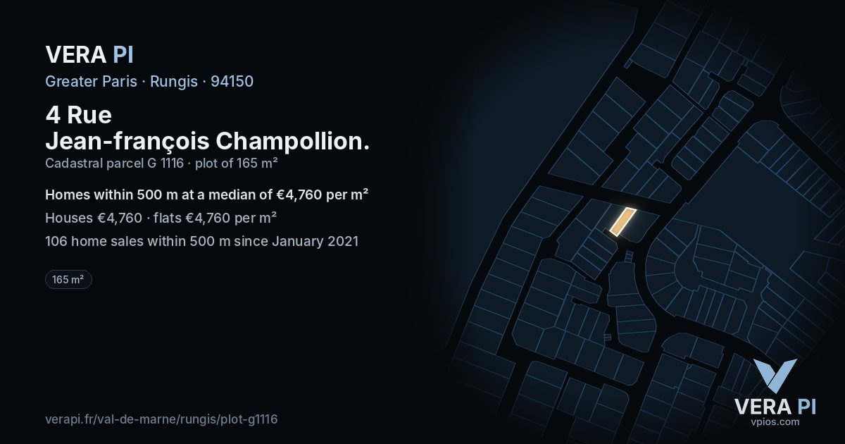 4 Rue Jean-françois Champollion, Rungis at night – the plot lit, the parcels around coloured by the prices near them